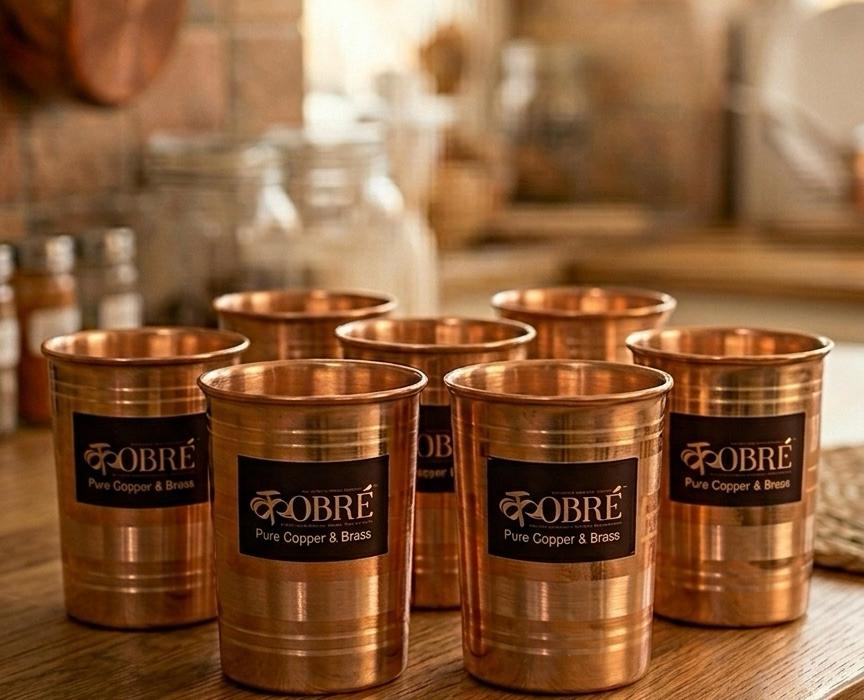 [CP-GL-1] COPPER PLAIN GLASSES (SET OF SIX)